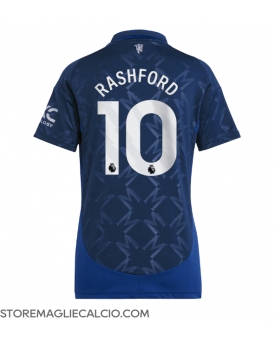Manchester United Marcus Rashford #10 Maglia Gara Trasferta Repliche 2024-25 Donna Maniche Corte Manchester United Marcus Rashford #10 Maglia Gara Trasferta Repliche 2024-25 Donna Maniche Corte